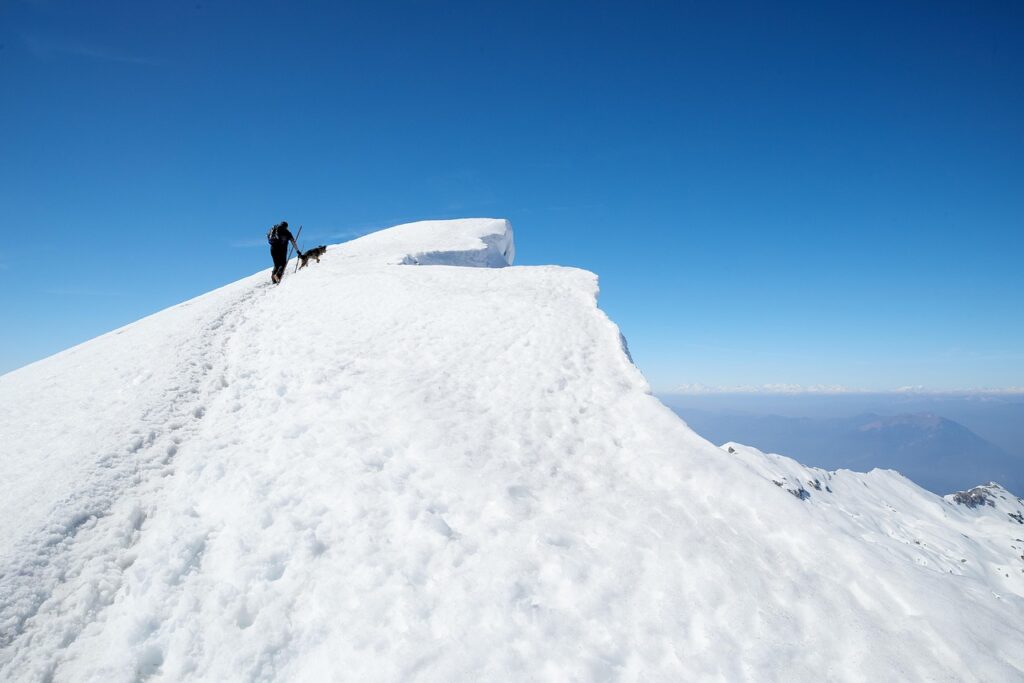 snow, mountain, summit, snowfield, nature, climb, crest, trekking, excursion